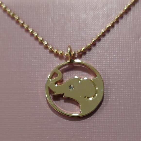 NWT - Emberly Gold Tone Cutout Elephant Pendant Necklace - Picture 4 of 9